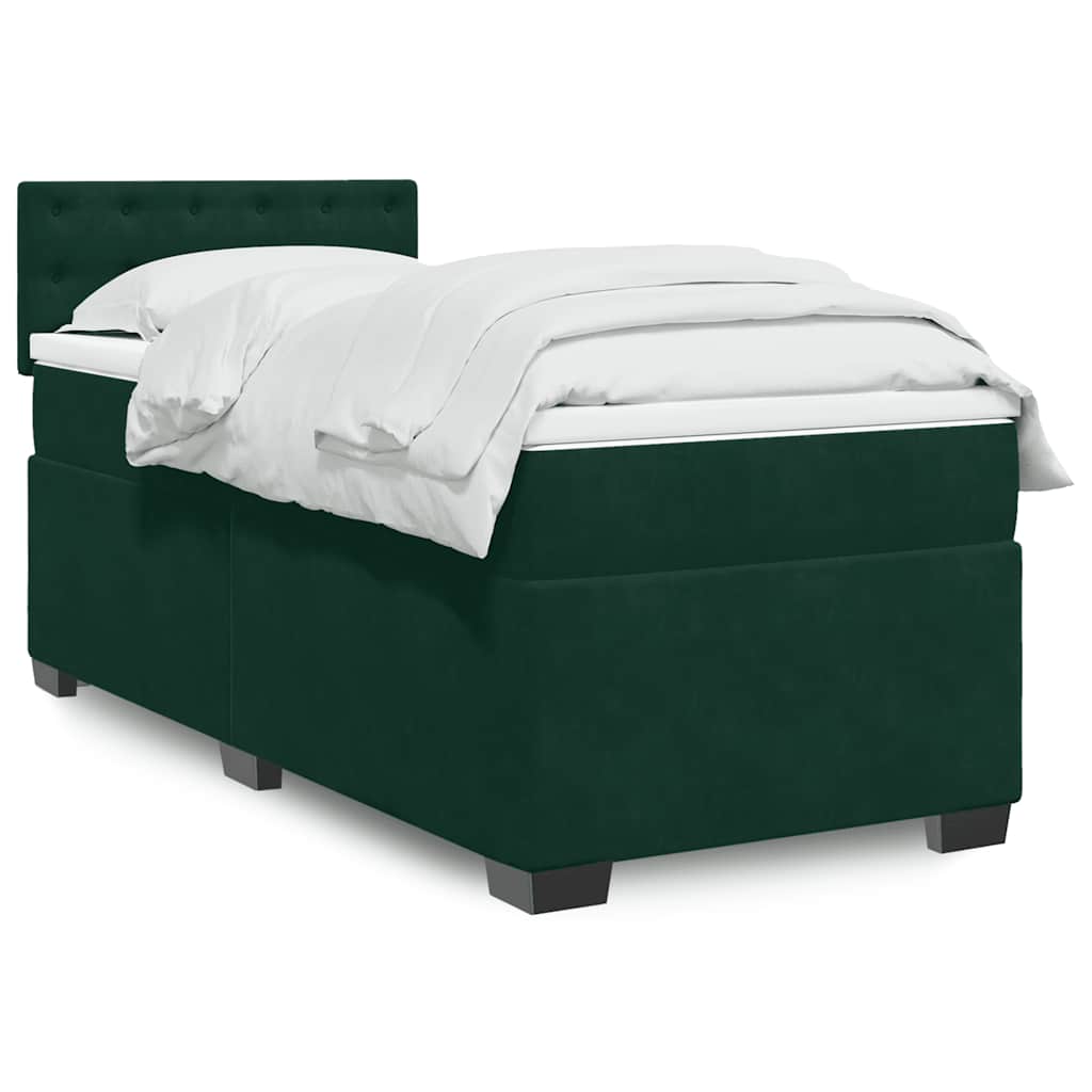 Box spring krevet s madracem tamnozeleni 90x190 cm baršunasti