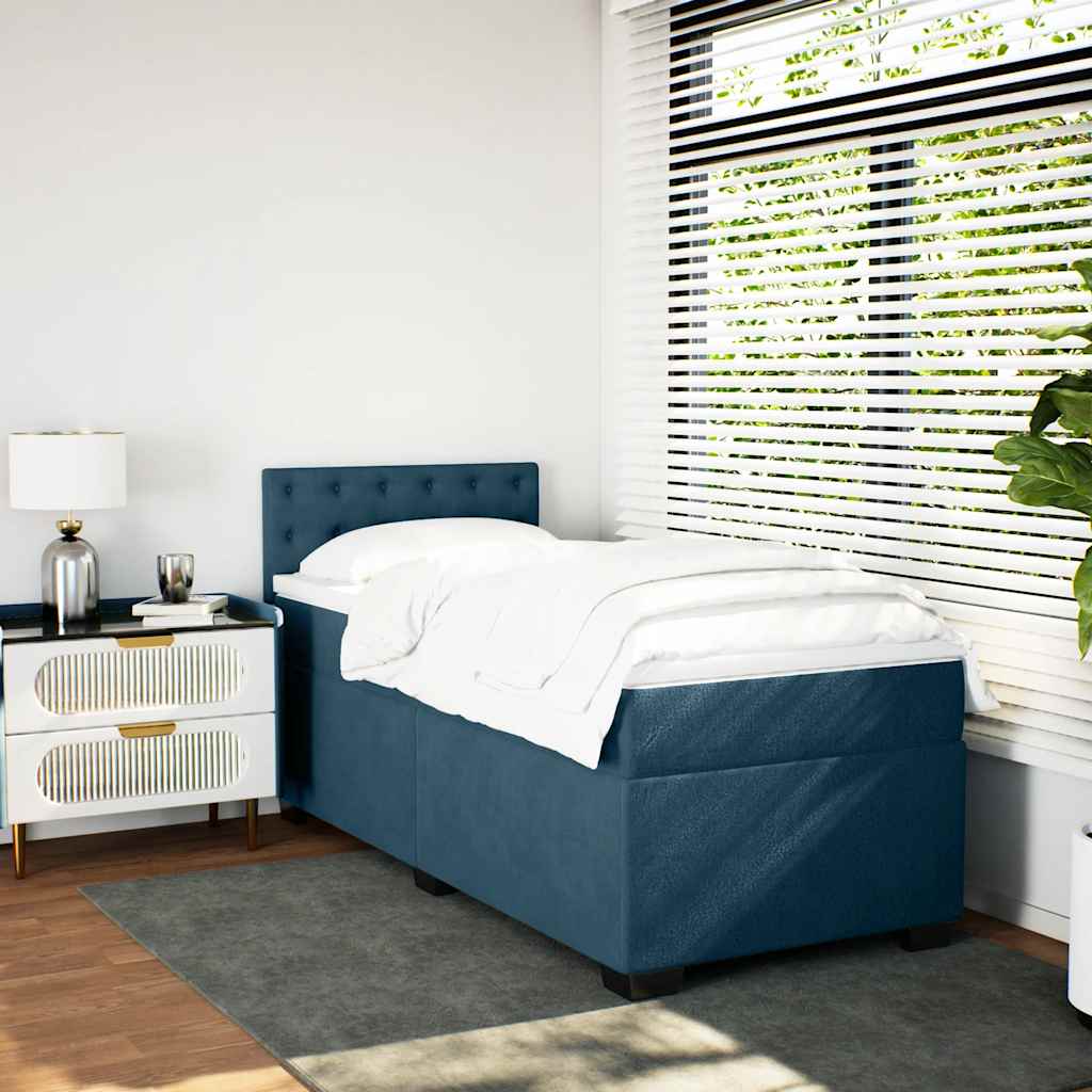 Box spring krevet s madracem plavi 90x190 cm baršunasti