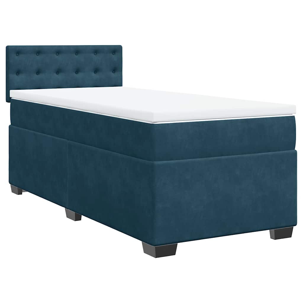 Box spring krevet s madracem plavi 90x190 cm baršunasti