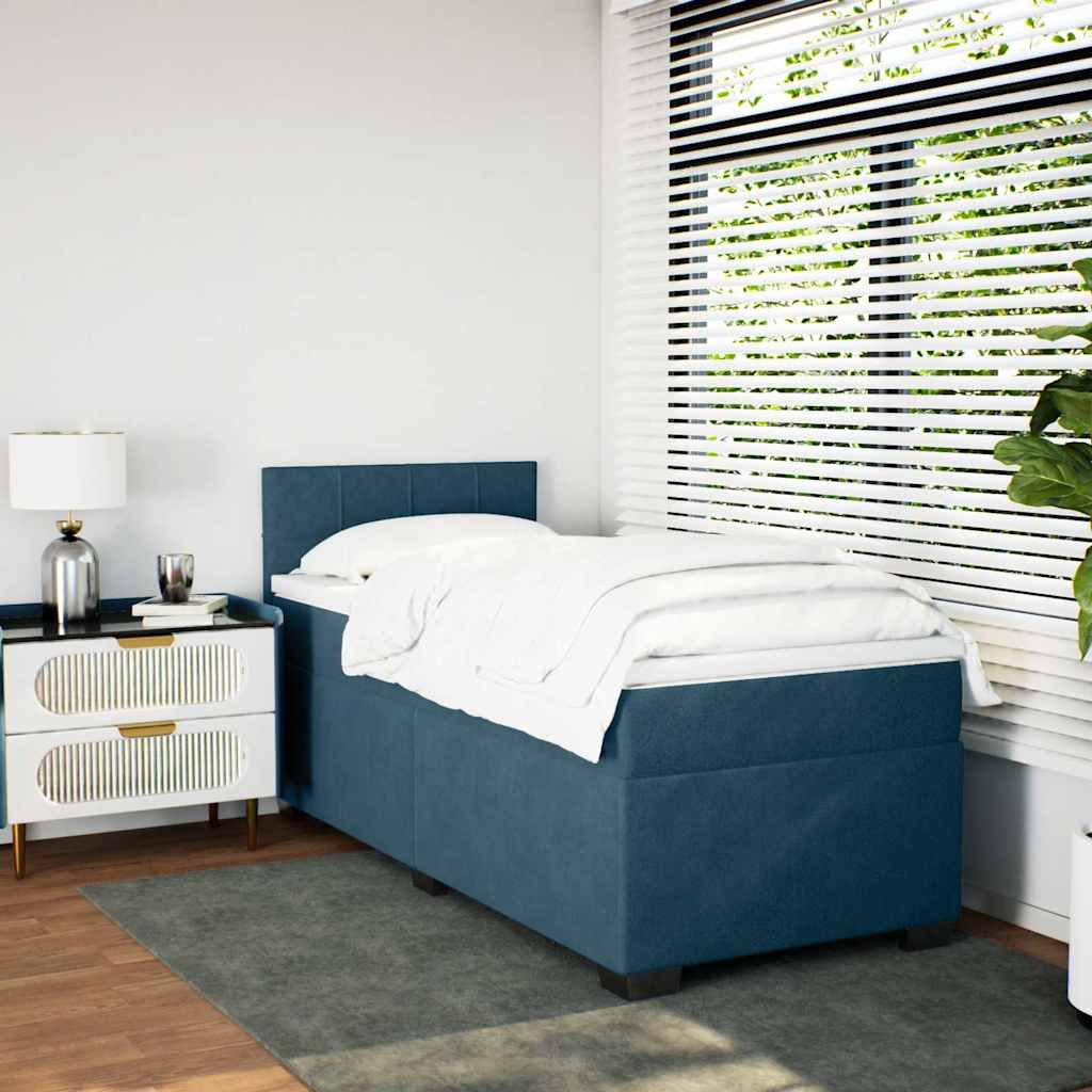 Box spring krevet s madracem plavi 90x190 cm baršunasti