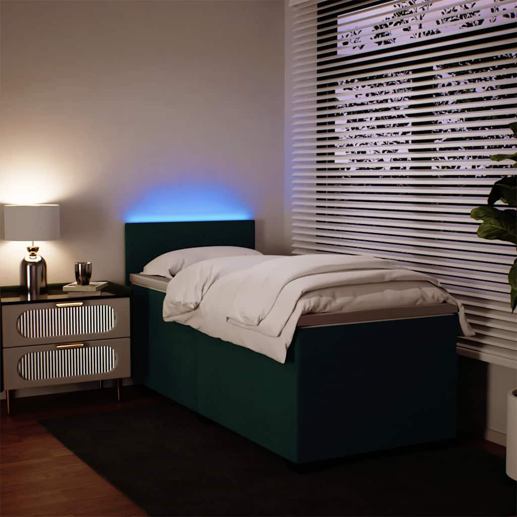Box spring krevet s madracem tamnozeleni 90x200 cm baršunasti