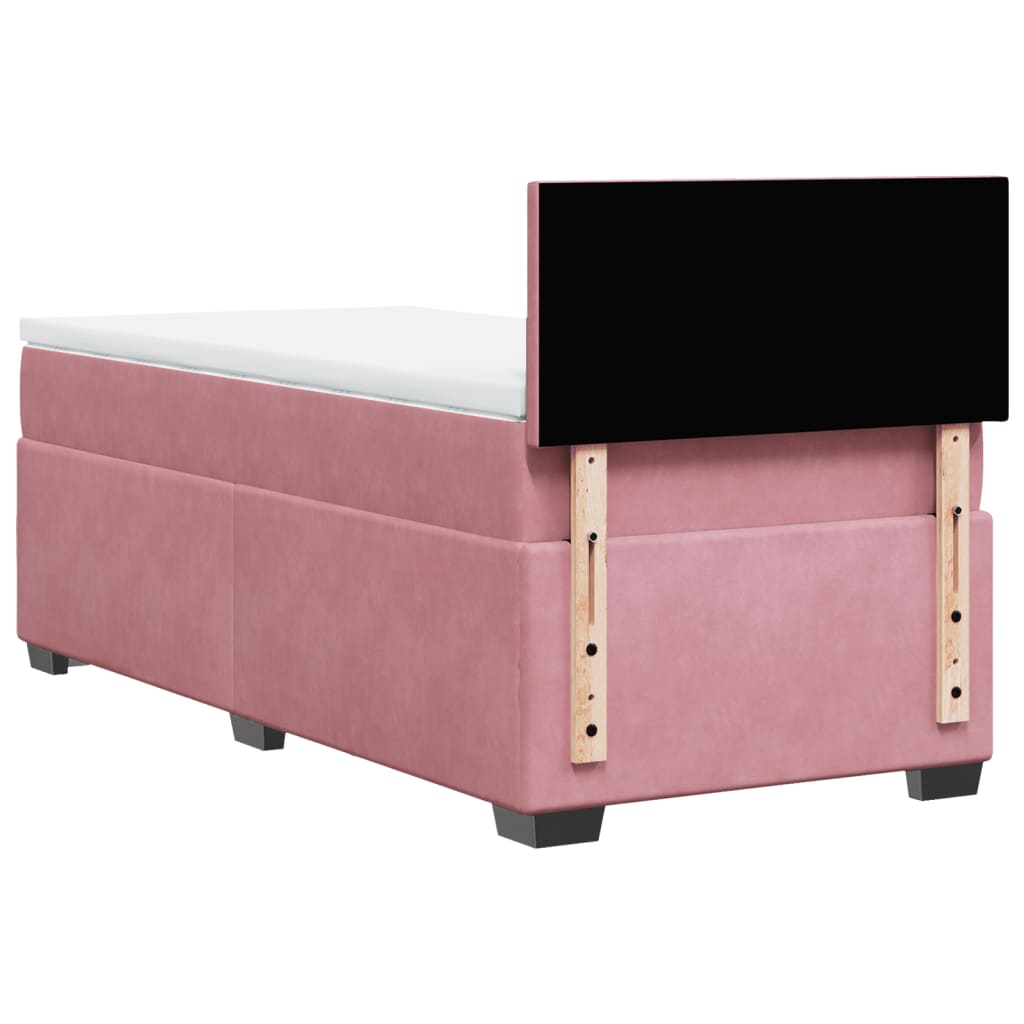 Box spring krevet s madracem ružičasti 90x200 cm baršunasti