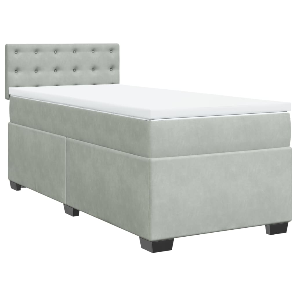 Box spring krevet s madracem svjetlosivi 90x190 cm baršunasti