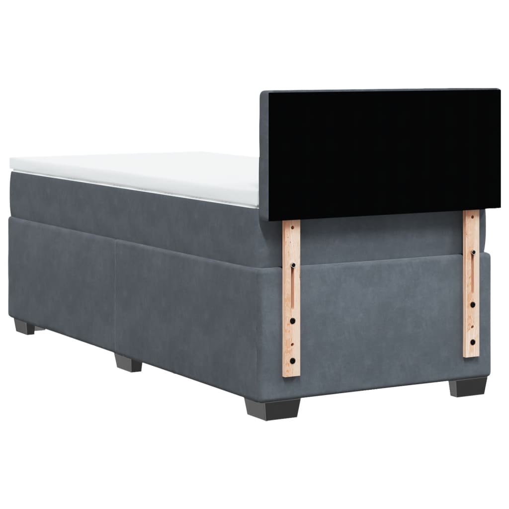 Box spring krevet s madracem tamnosivi 90x200 cm baršunasti