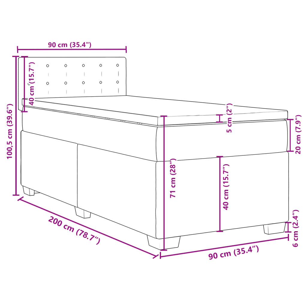 Box spring krevet s madracem crni 90x200 cm baršunasti