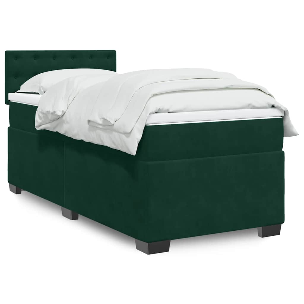 Box spring krevet s madracem tamnozeleni 90x200 cm baršunasti