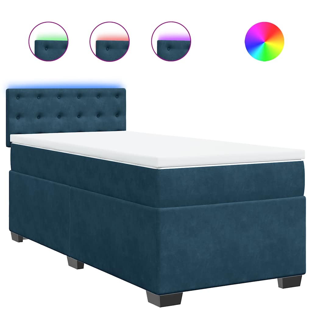 Box spring krevet s madracem plavi 90x200 cm baršunasti