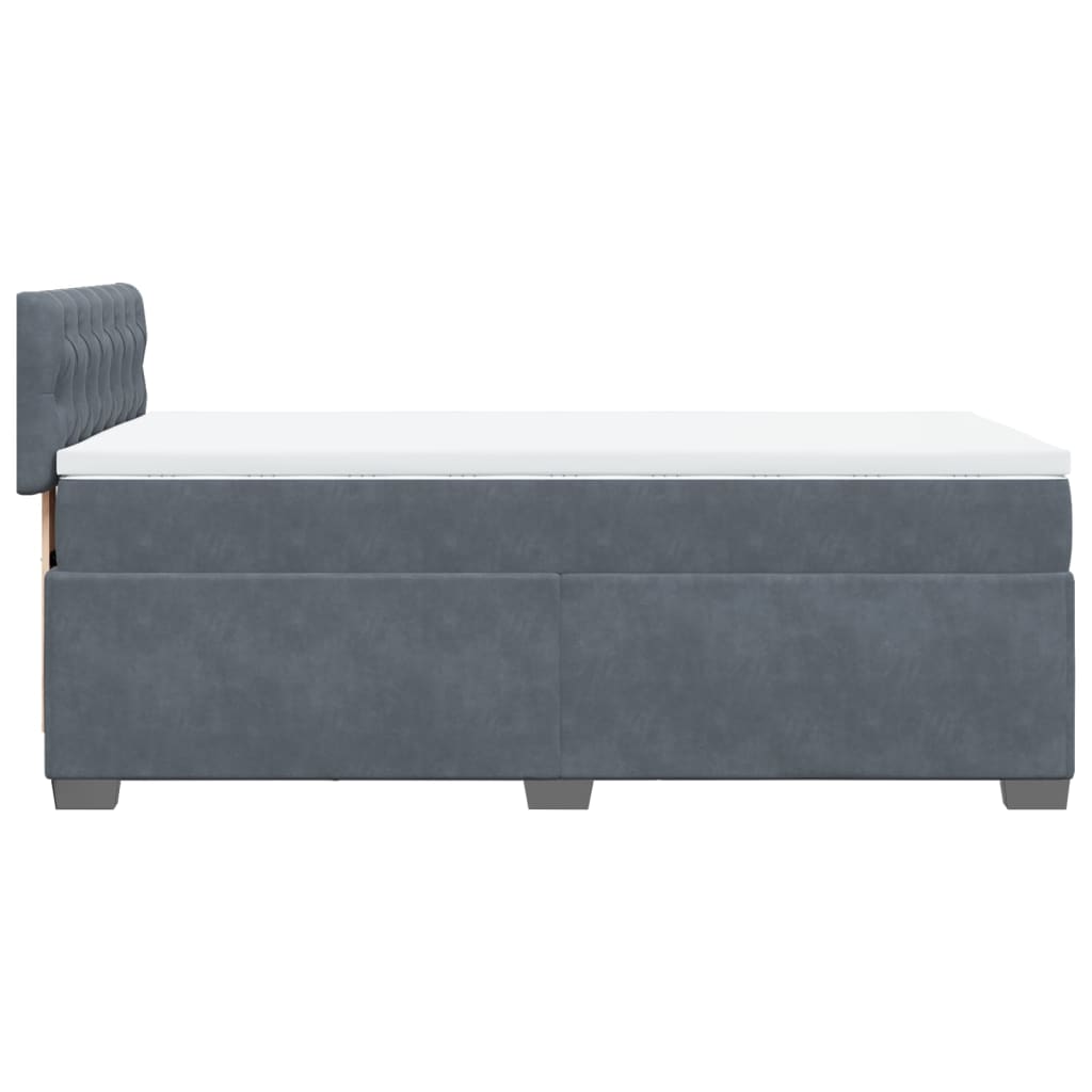 Box spring krevet s madracem tamnosivi 90x200 cm baršunasti
