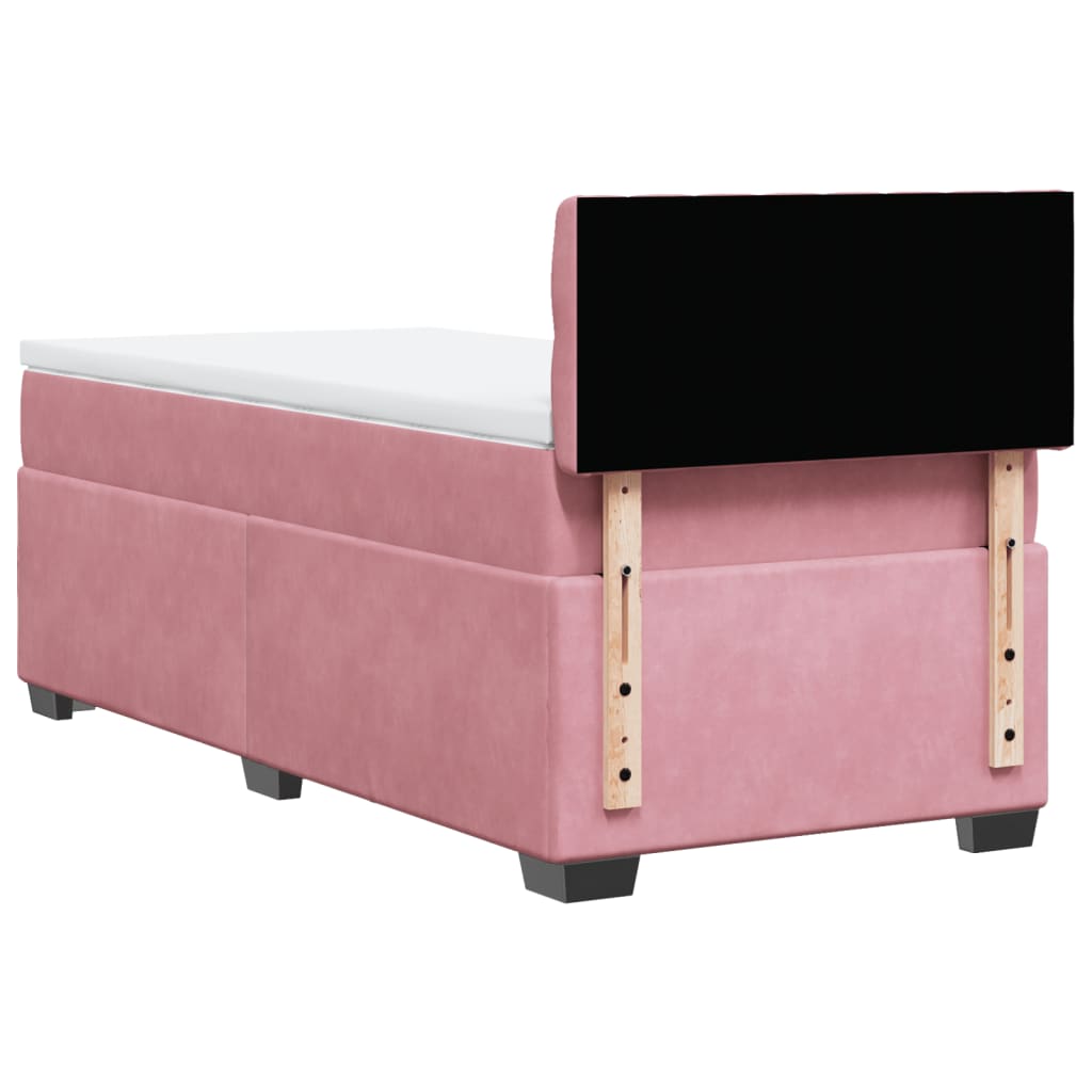 Box spring krevet s madracem ružičasti 90x200 cm baršunasti