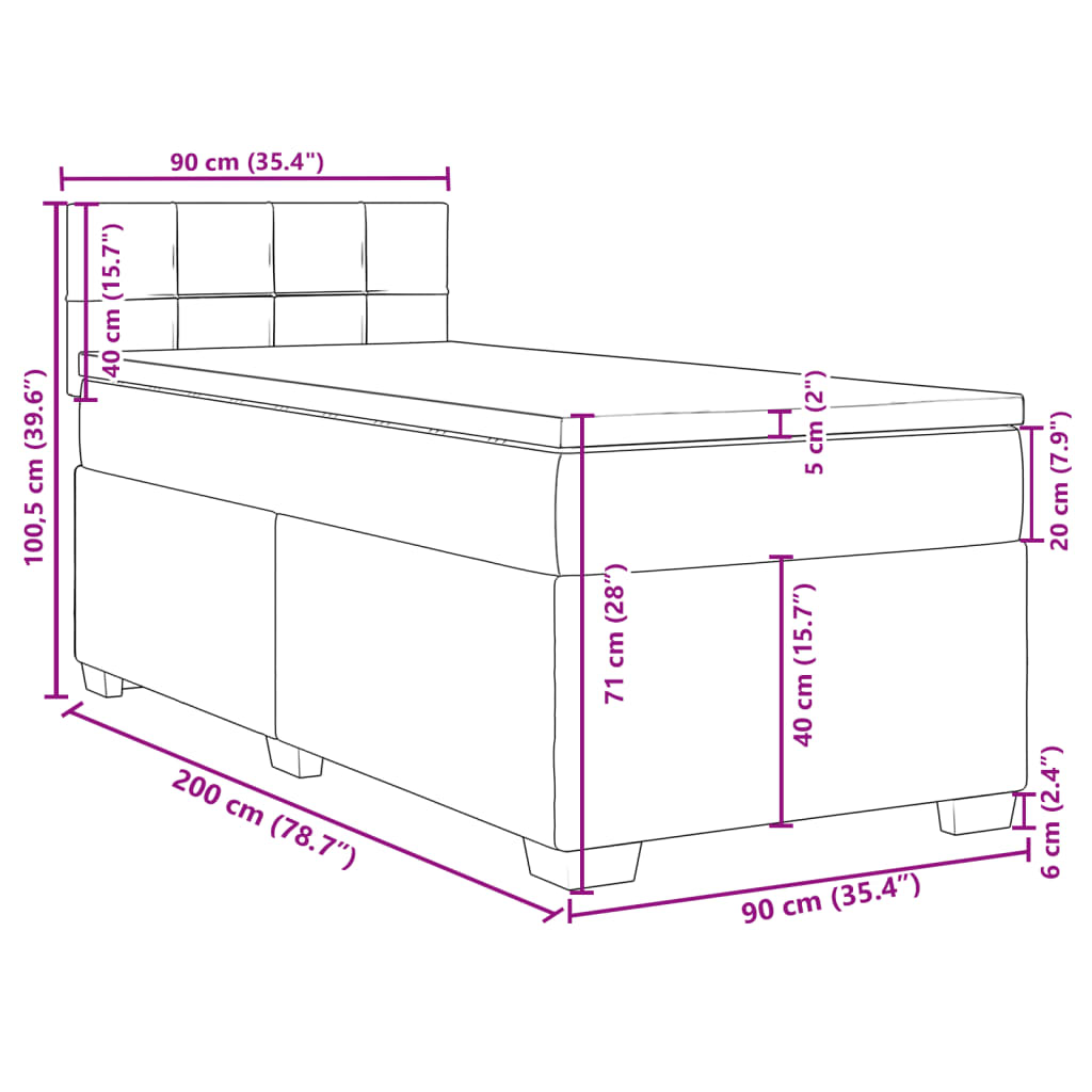 Box spring krevet s madracem crni 90x200 cm baršunasti