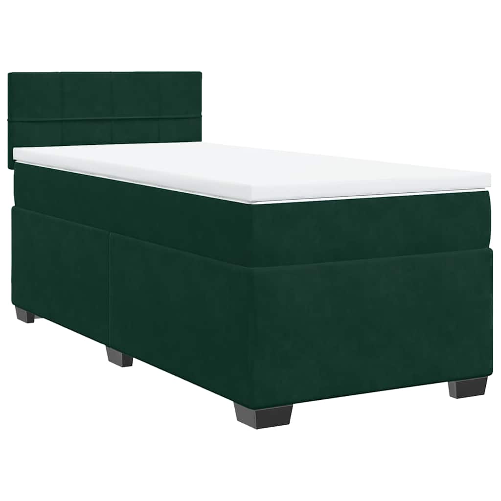 Box spring krevet s madracem tamnozeleni 90x200 cm baršunasti