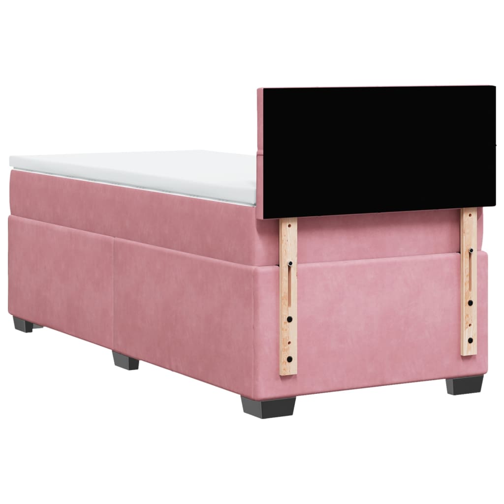 Box spring krevet s madracem ružičasti 90x200 cm baršunasti