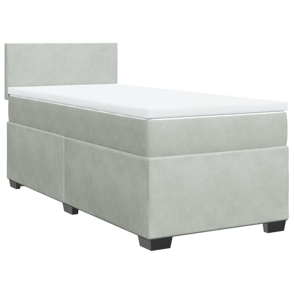 Box spring krevet s madracem svjetlosivi 100x200 cm baršunasti