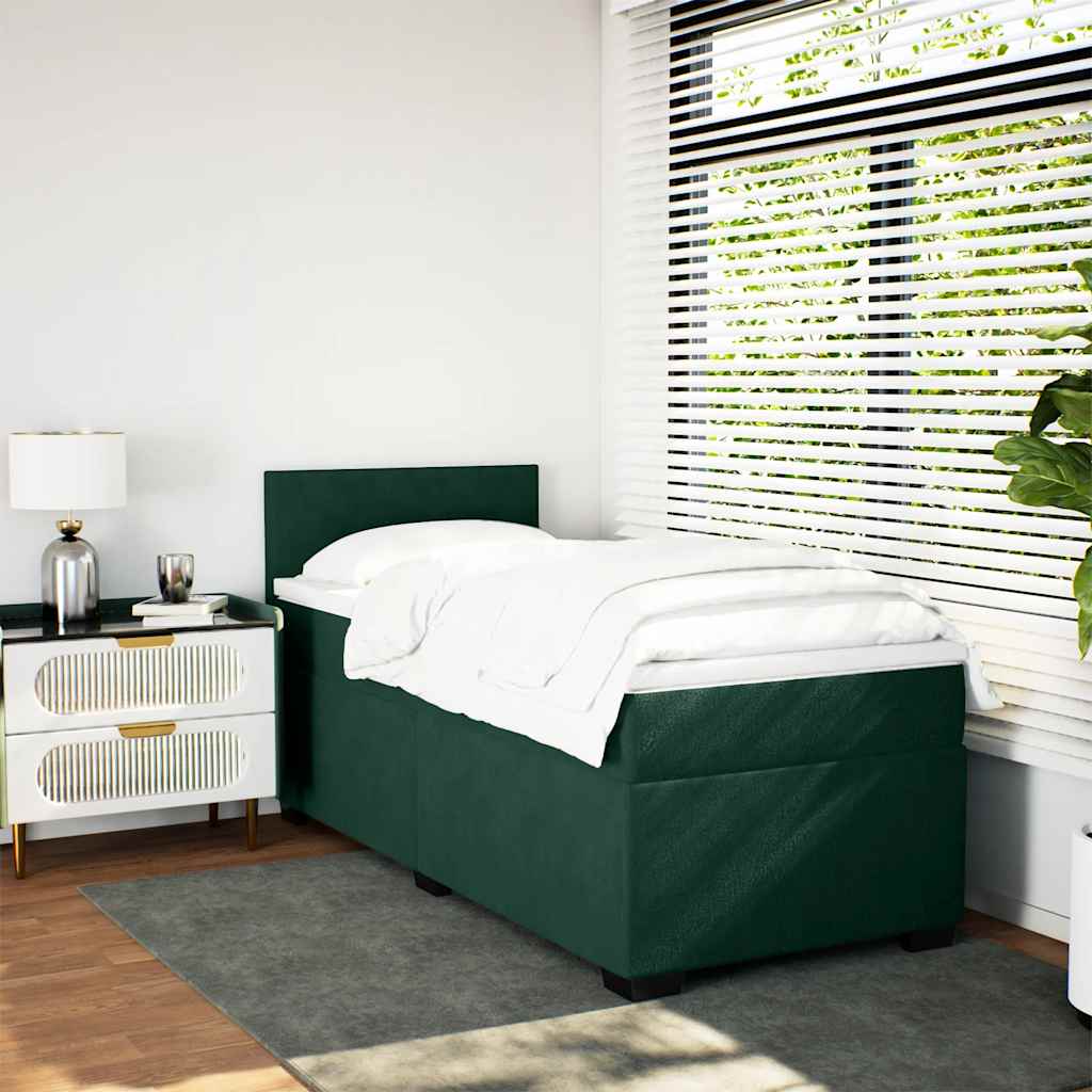 Box spring krevet s madracem tamnozeleni 100x200 cm baršunasti