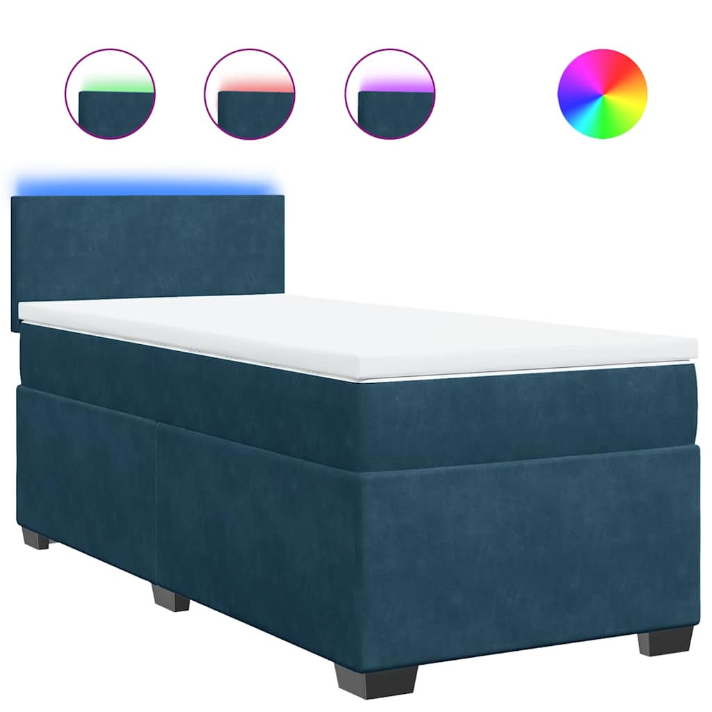 Box spring krevet s madracem plavi 100x200 cm baršunasti