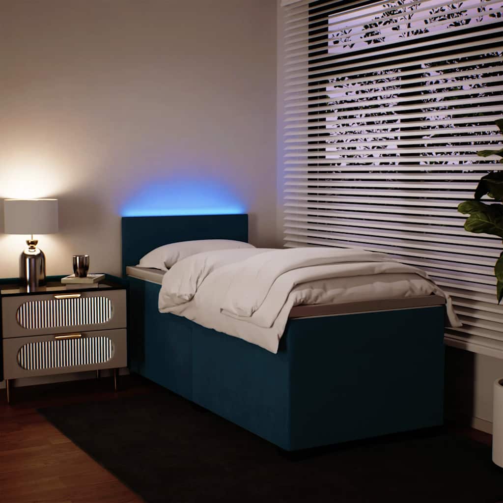 Box spring krevet s madracem plavi 100x200 cm baršunasti