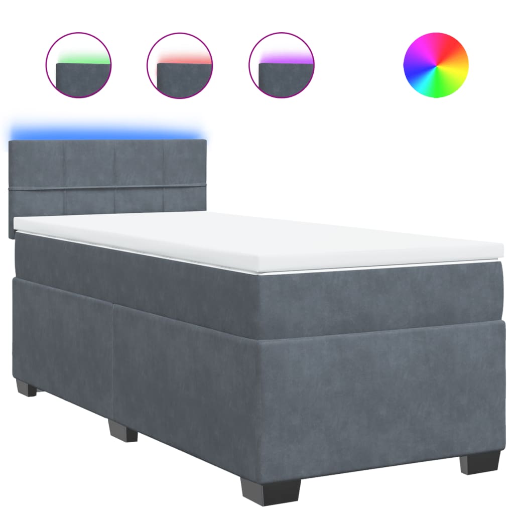 Box spring krevet s madracem tamnosivi 100x200 cm baršunasti