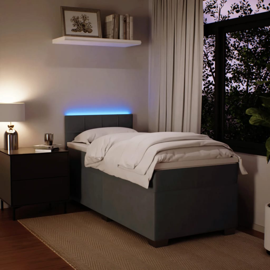 Box spring krevet s madracem tamnosivi 100x200 cm baršunasti