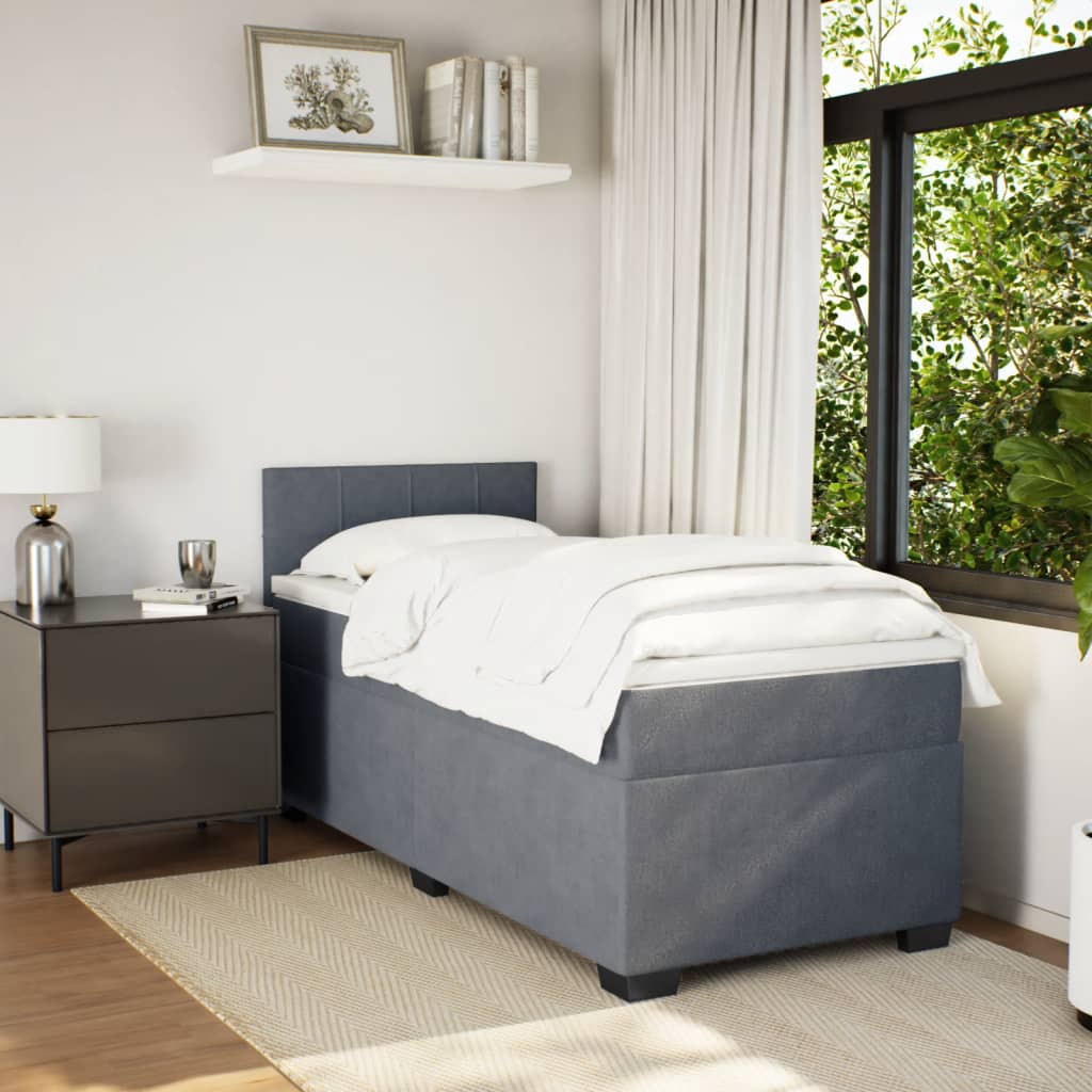 Box spring krevet s madracem tamnosivi 100x200 cm baršunasti