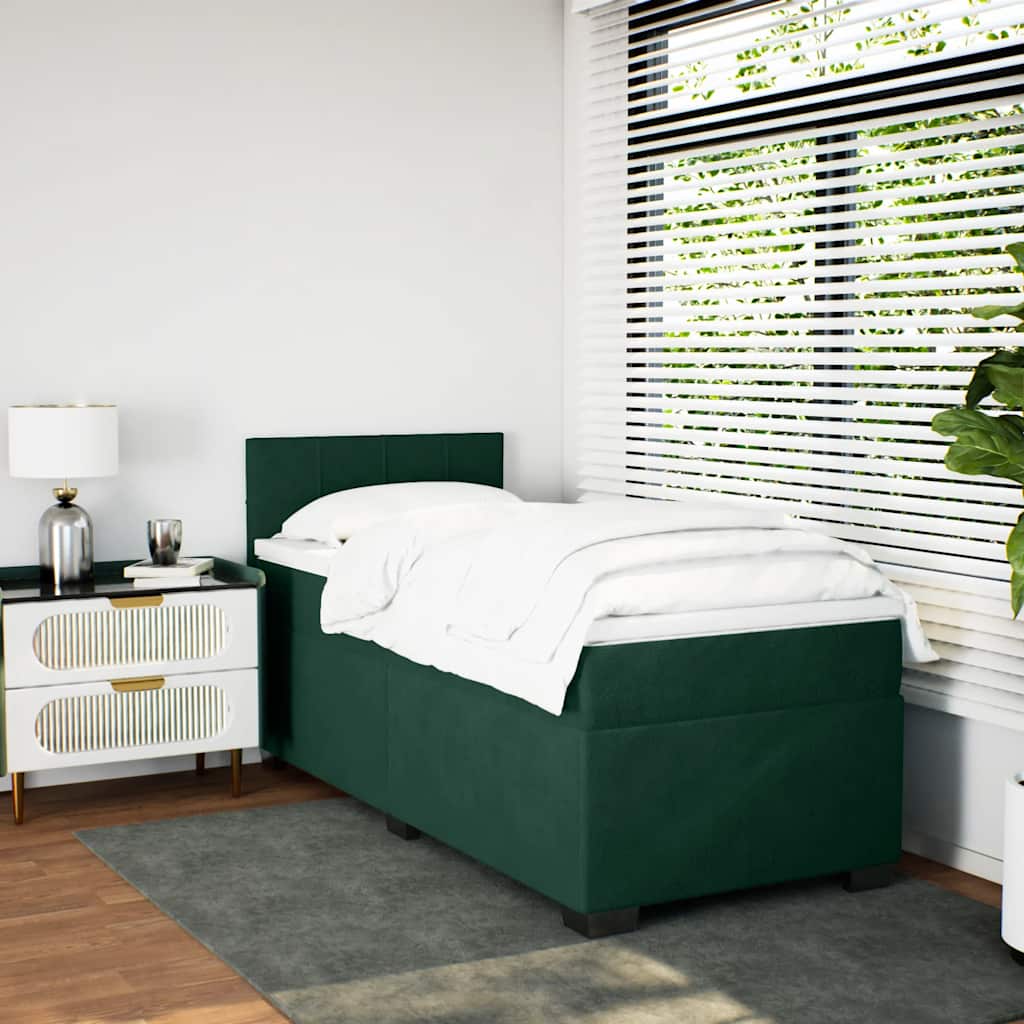Box spring krevet s madracem tamnozeleni 100x200 cm baršunasti