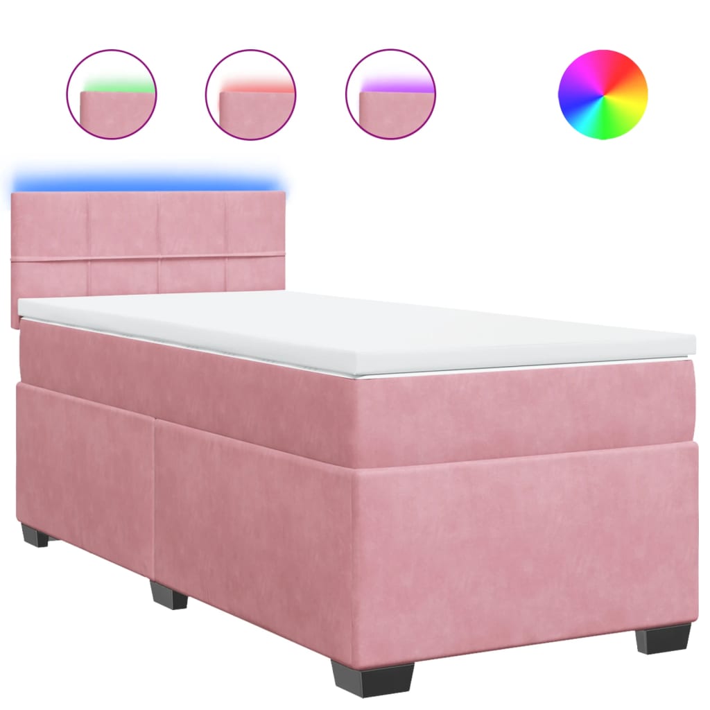 Box spring krevet s madracem ružičasti 100x200 cm baršunasti