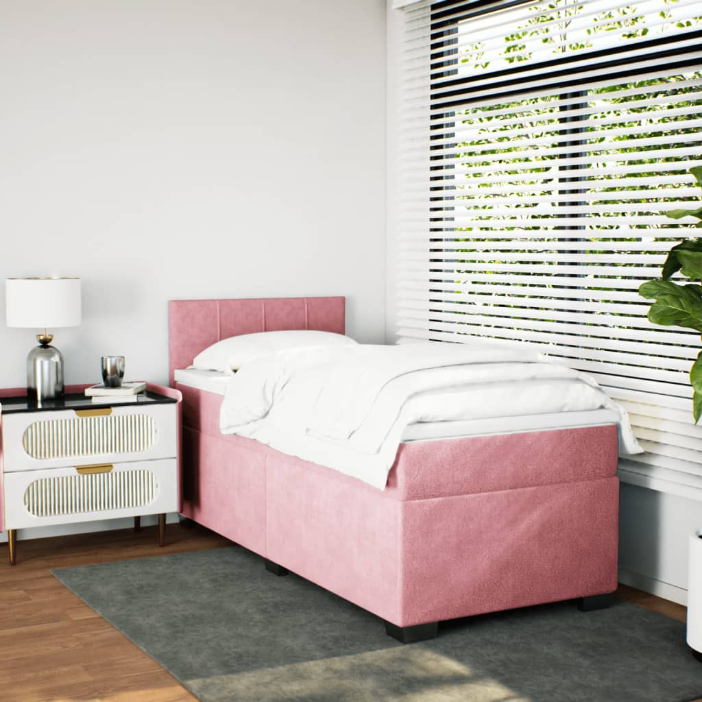 Box spring krevet s madracem ružičasti 100x200 cm baršunasti