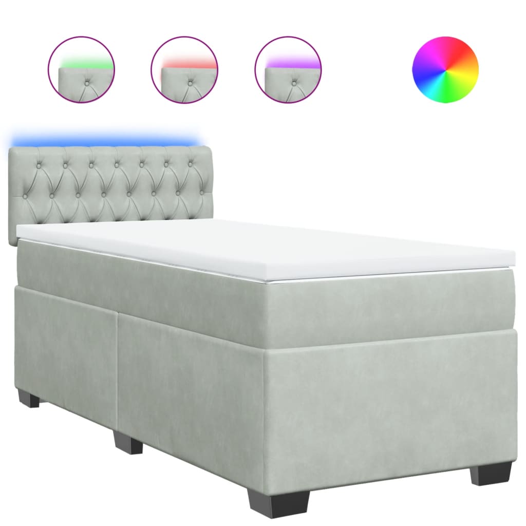 Box spring krevet s madracem svjetlosivi 100x200 cm baršunasti