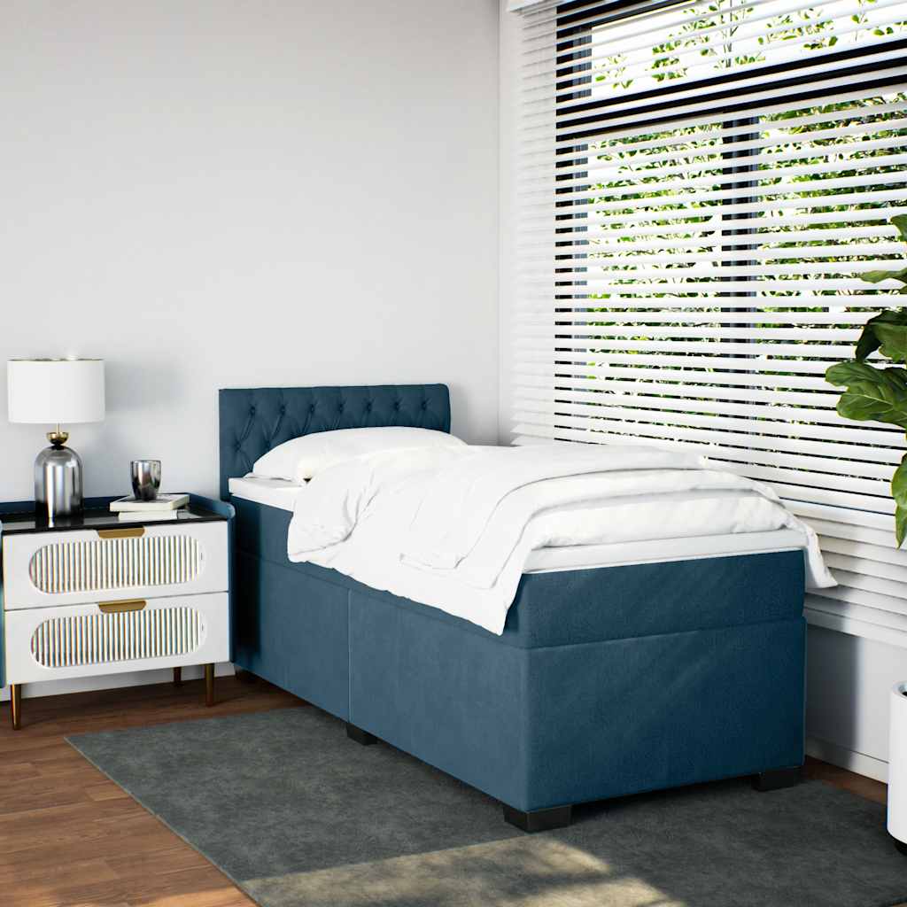 Box spring krevet s madracem plavi 100x200 cm baršunasti