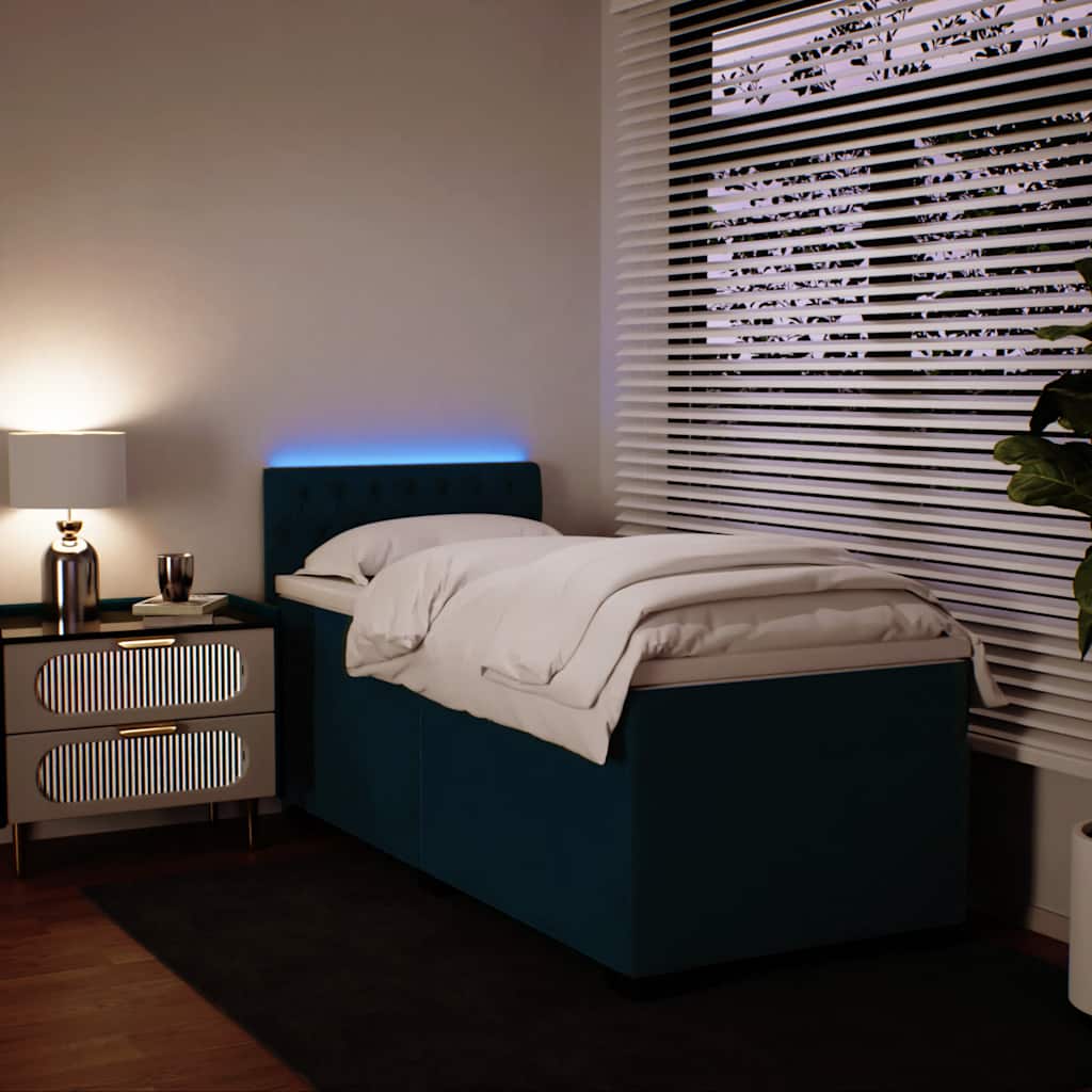Box spring krevet s madracem plavi 100x200 cm baršunasti