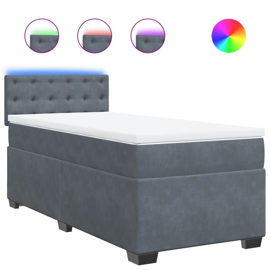 Box spring krevet s madracem tamnosivi 100x200 cm baršunasti