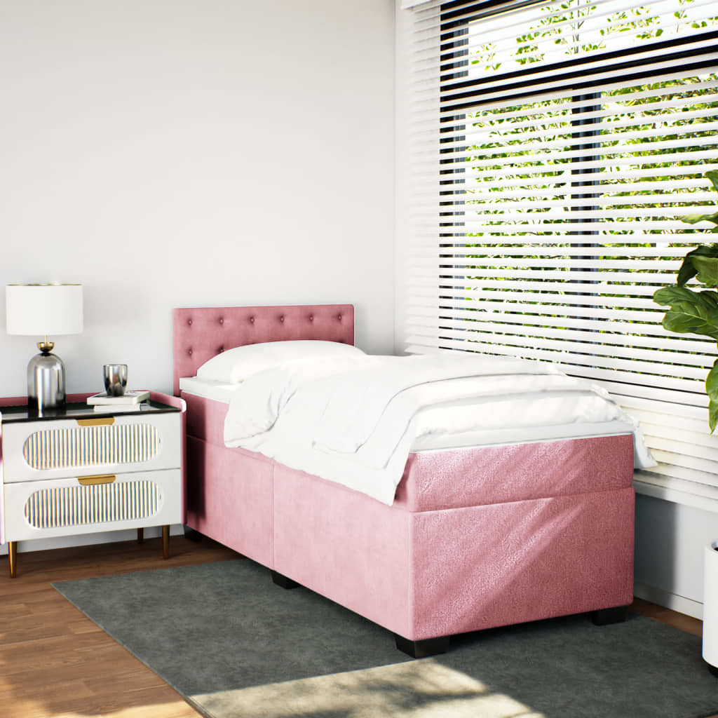 Box spring krevet s madracem ružičasti 100x200 cm baršunasti