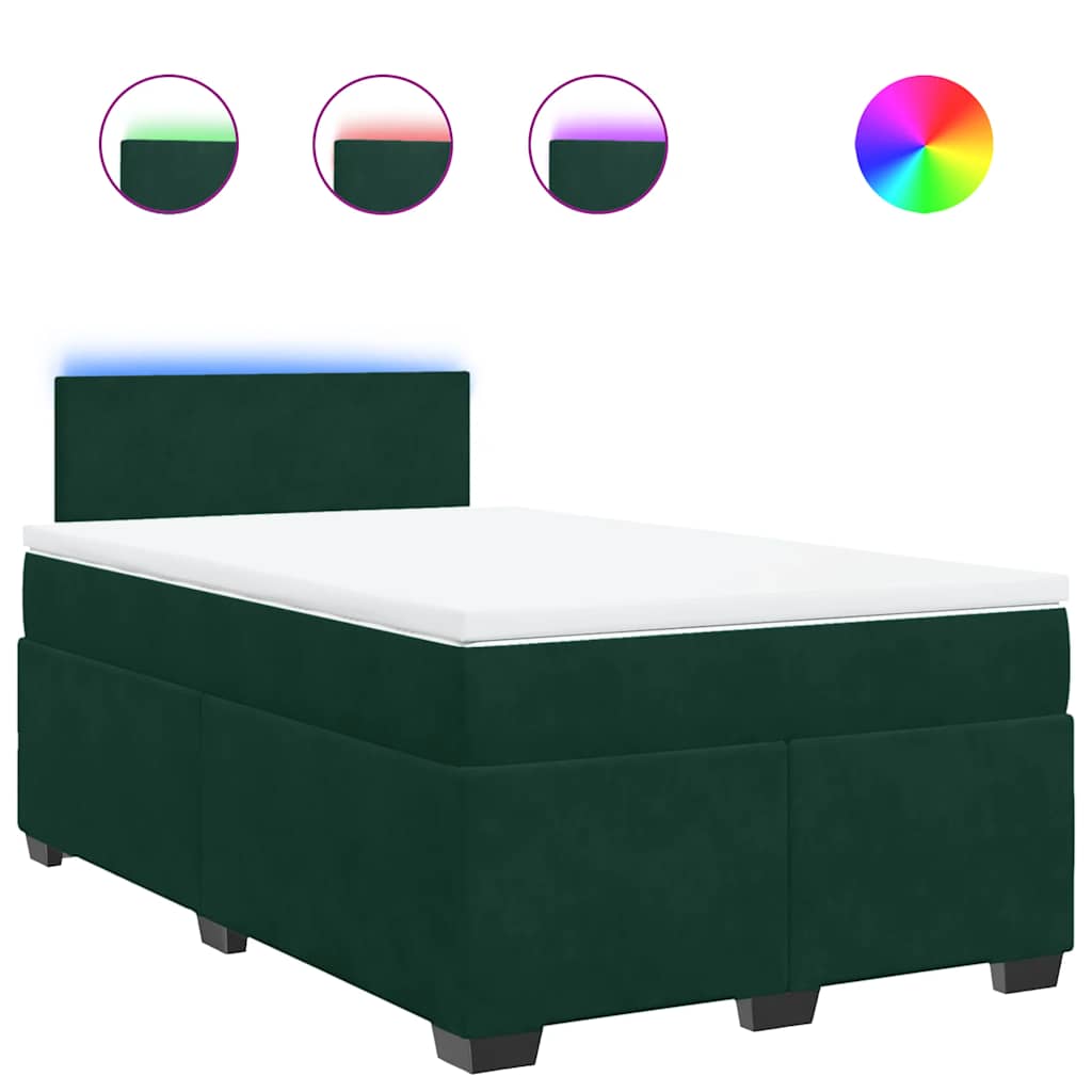 Krevet box spring s madracem tamnozeleni 120x190 cm baršunasti