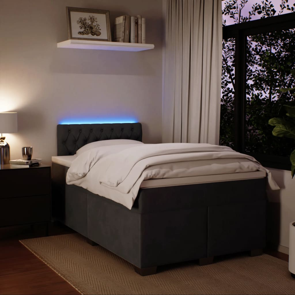 Krevet box spring s madracem tamnosivi 120 x 190 cm baršun