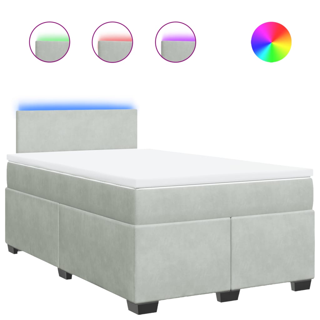 Box spring krevet s madracem svjetlosivi 120x200 cm baršunasti