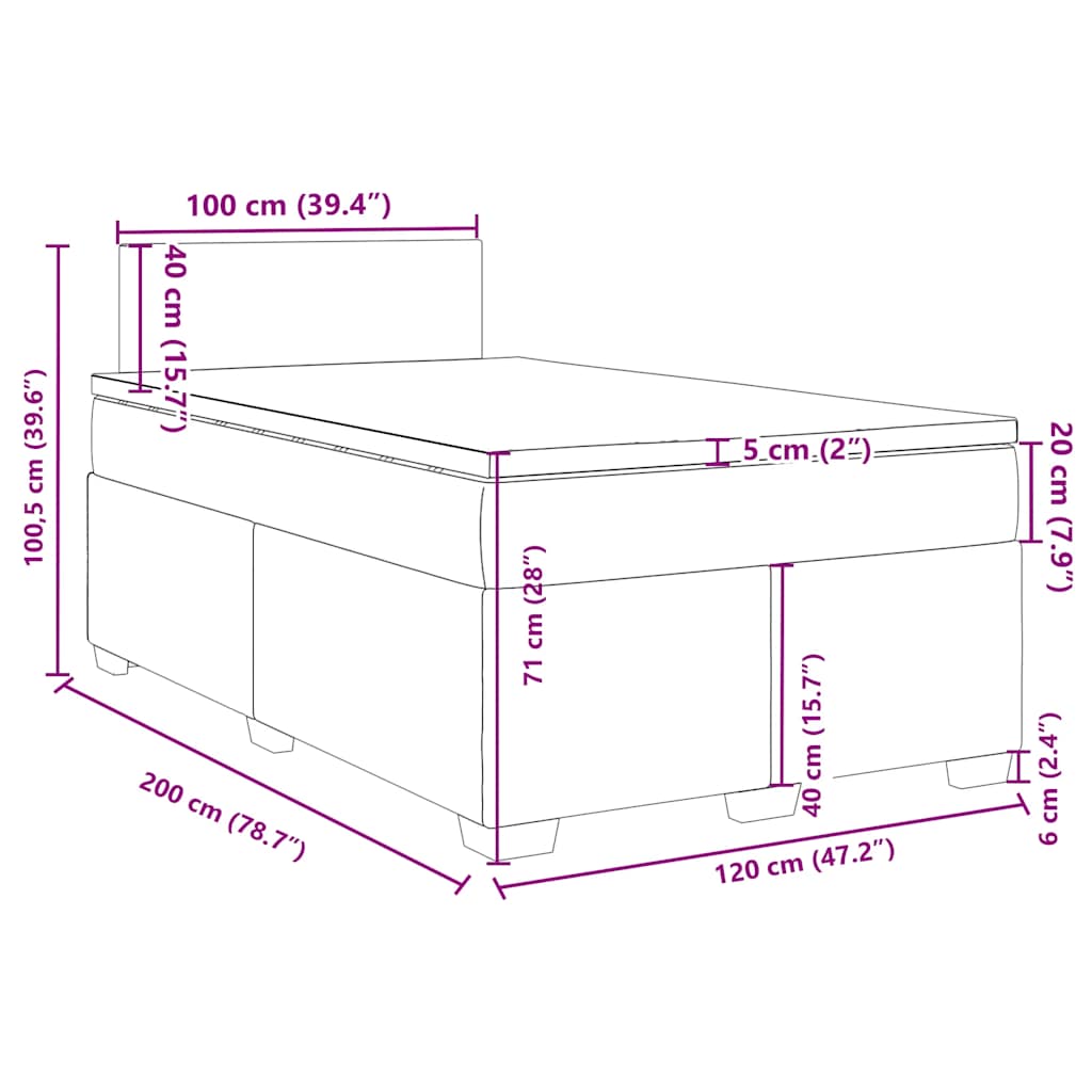 Krevet s oprugama i madracem plavi 120 x 200 cm baršun