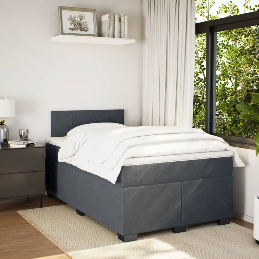 Box spring krevet s madracem tamnosivi 120 x 200 cm baršunasti