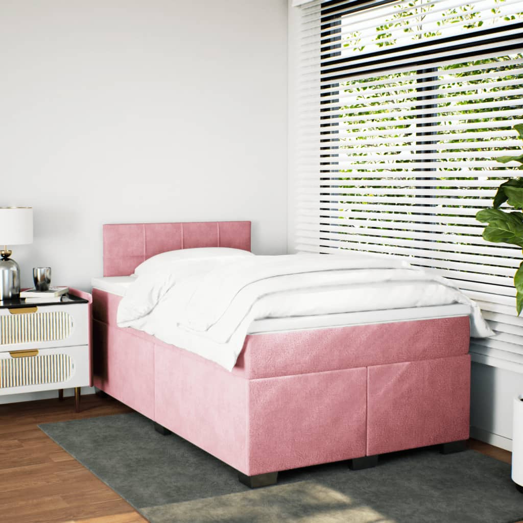 Box spring krevet s madracem ružičasti 120 x 200 cm baršunasti