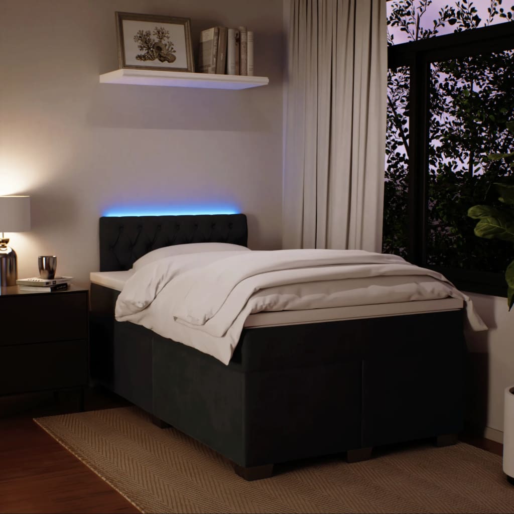Box spring krevet s madracem crni 120 x 200 cm baršunasti