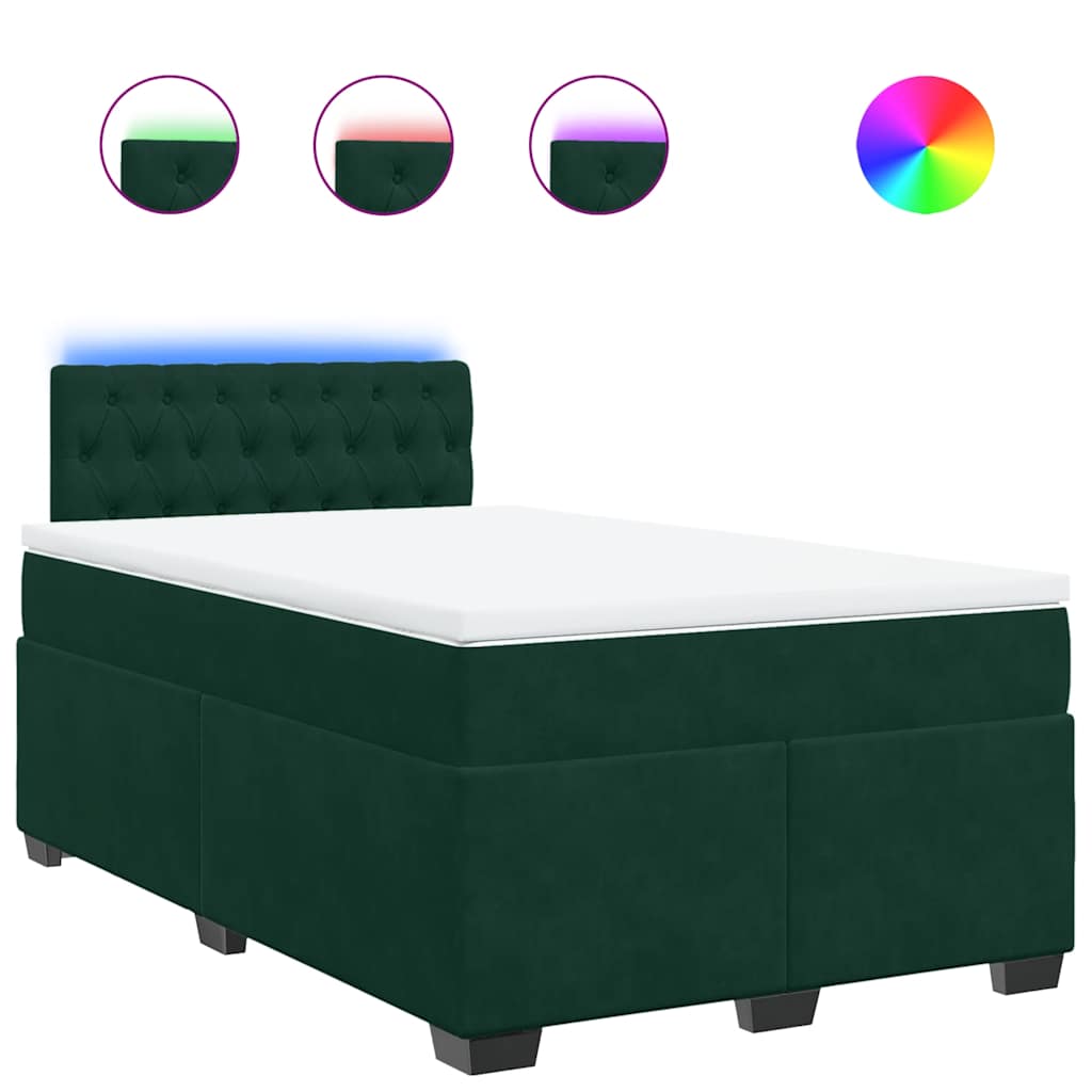 Box spring krevet s madracem tamnozeleni 120x200 cm baršunasti