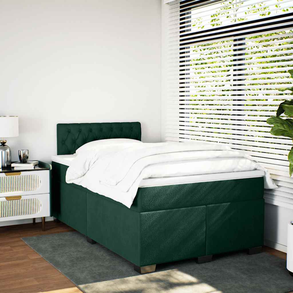 Box spring krevet s madracem tamnozeleni 120x200 cm baršunasti