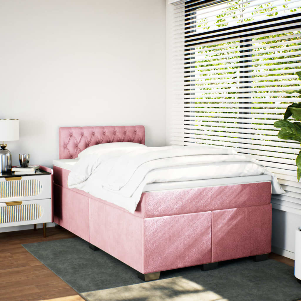 Box spring krevet s madracem ružičasti 120 x 200 cm baršunasti