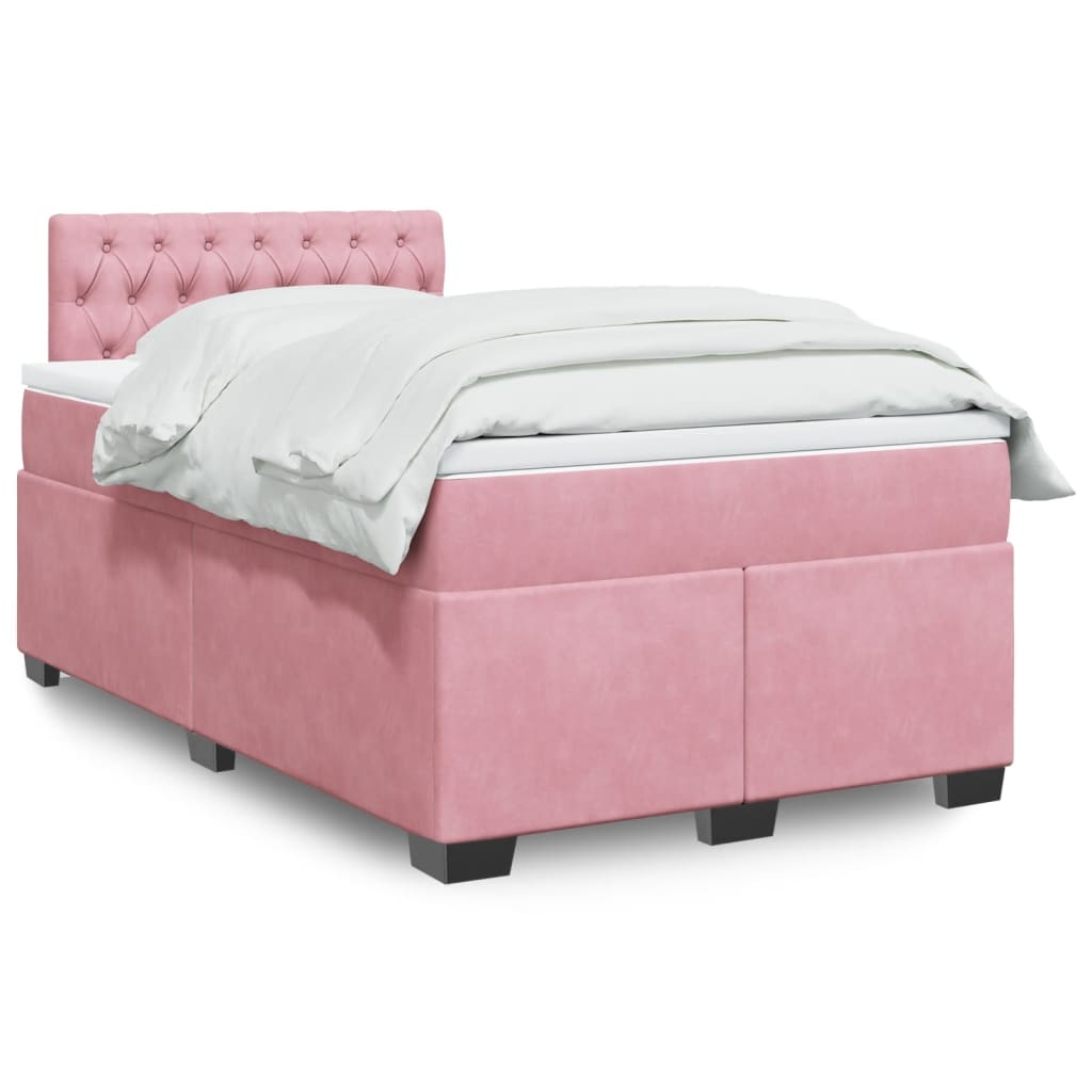 Box spring krevet s madracem ružičasti 120 x 200 cm baršunasti