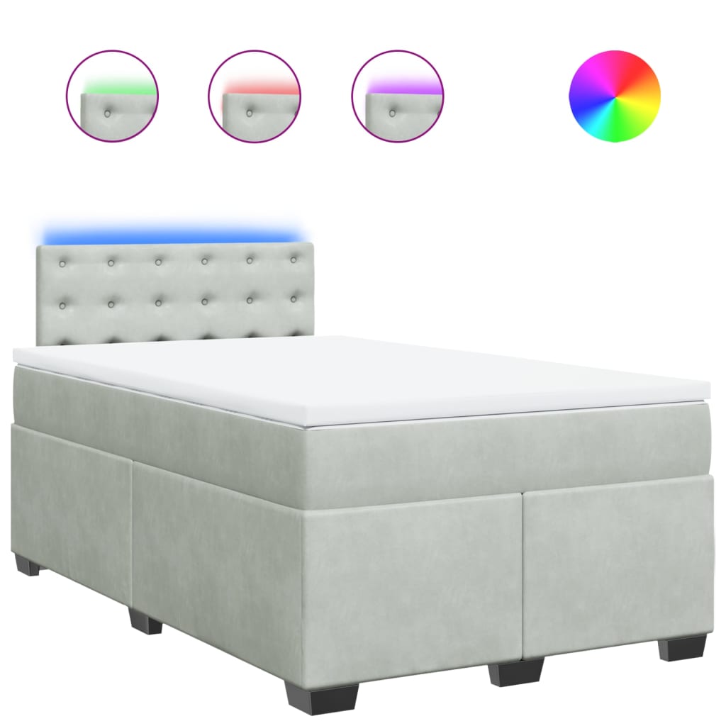 Box spring krevet s madracem svjetlosivi 120x200 cm baršunasti
