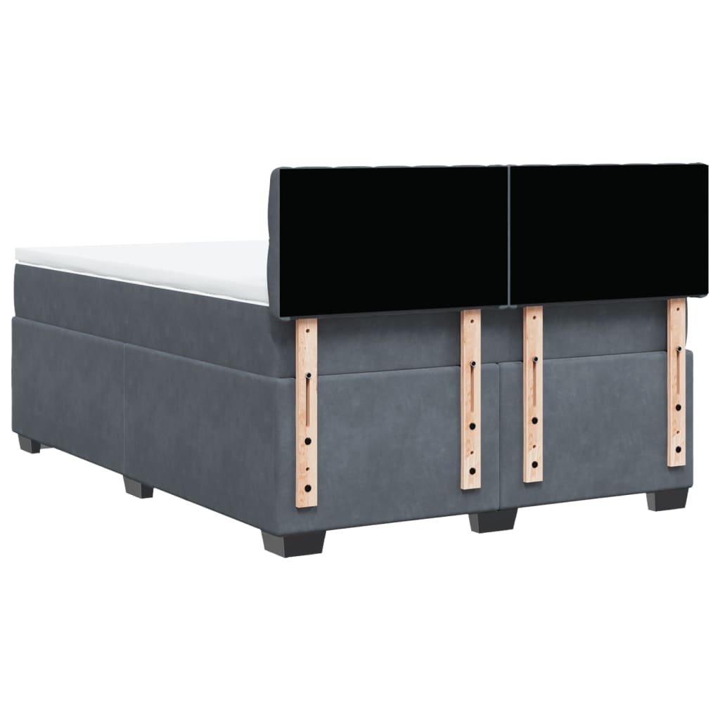 Krevet s oprugama i madracem tamnosivi 140x200 cm baršunasti