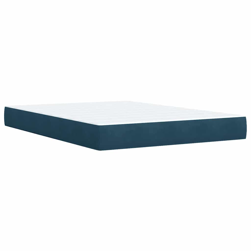 Krevet box spring s madracem plavi 160 x 200 cm baršunasti