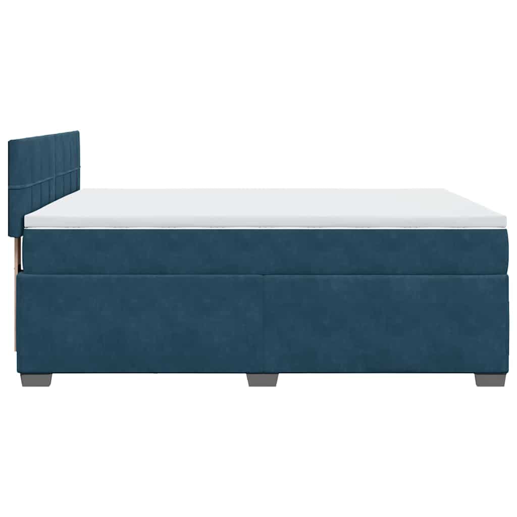 Krevet box spring s madracem plavi 160 x 200 cm baršunasti