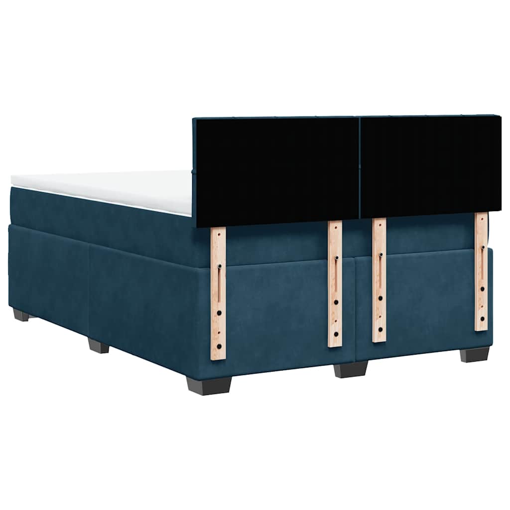 Krevet box spring s madracem plavi 160 x 200 cm baršunasti