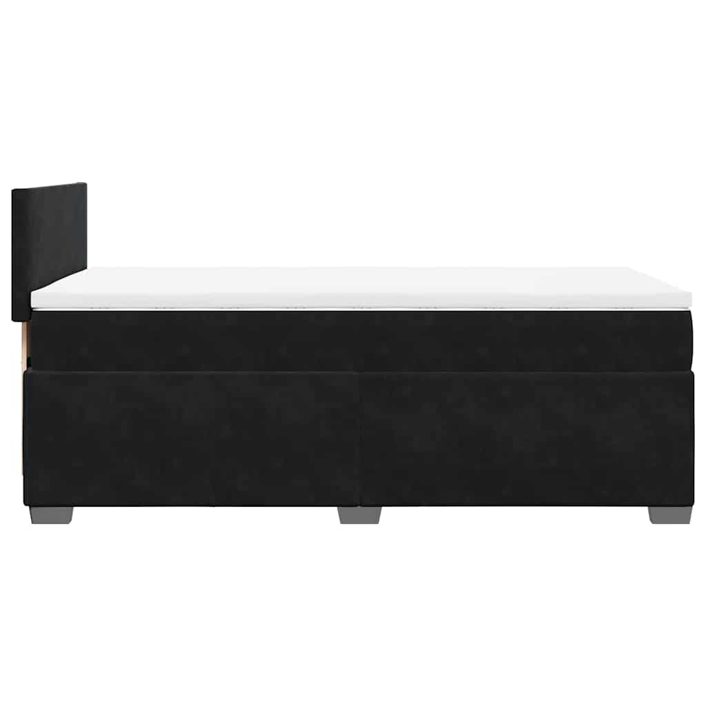 Krevet box spring s madracem crni za jednu osobu baršunasti