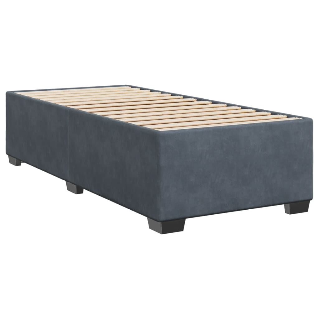 Krevet box spring s madracem tamnosivi za 1 osobu baršunasti