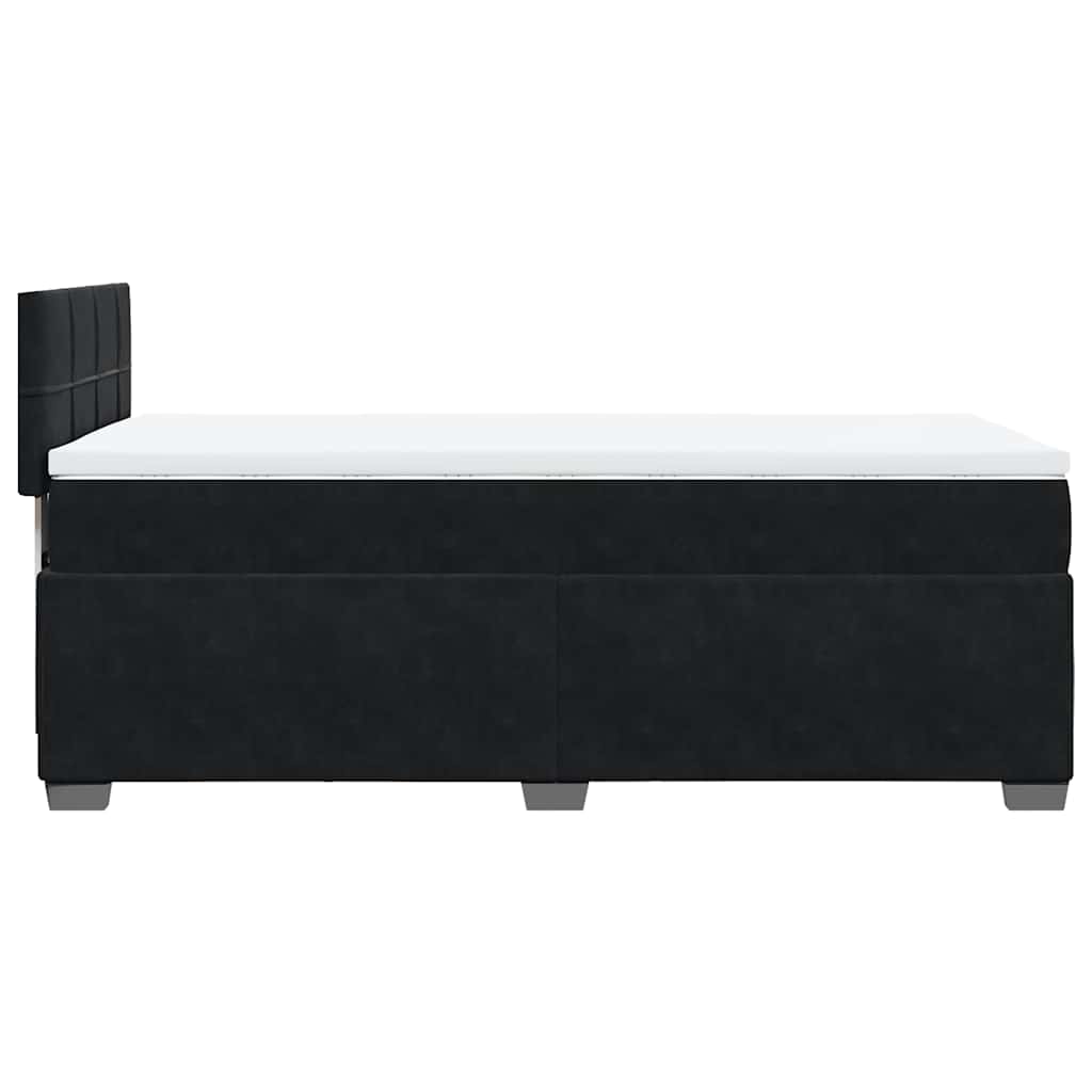 Krevet box spring s madracem crni za jednu osobu baršunasti